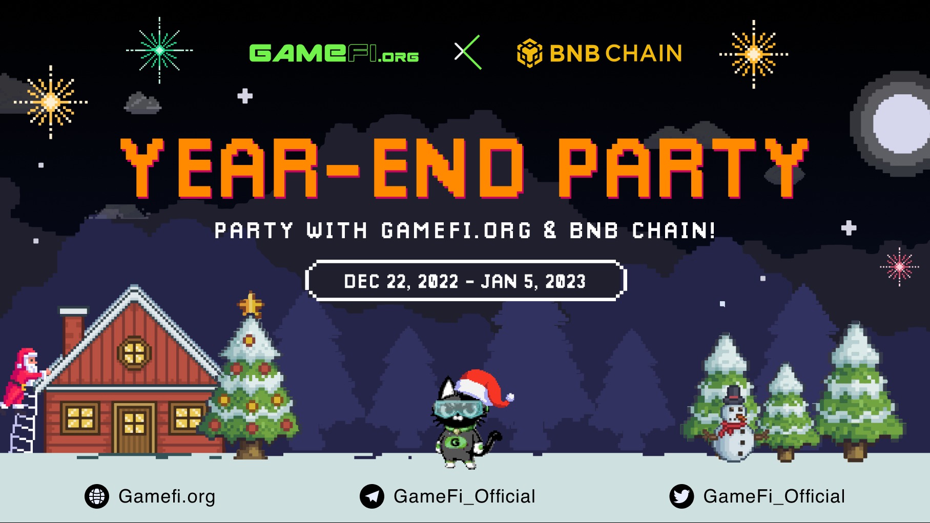 年终派对：与GAMEFI.ORG 和BNB 链一起欢度圣诞和新年- 区块链游戏每日